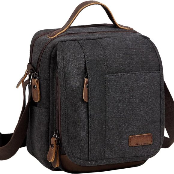 Messenger Bag Small, Canvas Water Resistant Crossbody Shoulder Bag Purse for Men - Picture 1 of 7